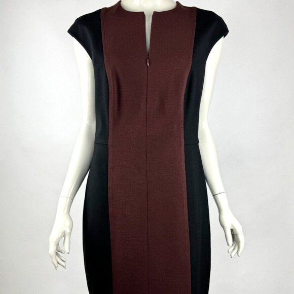 AKRIS Punto Jersey Sheath Dress Women 10 Cap‎ Sleeve Color Block Lined Stretch